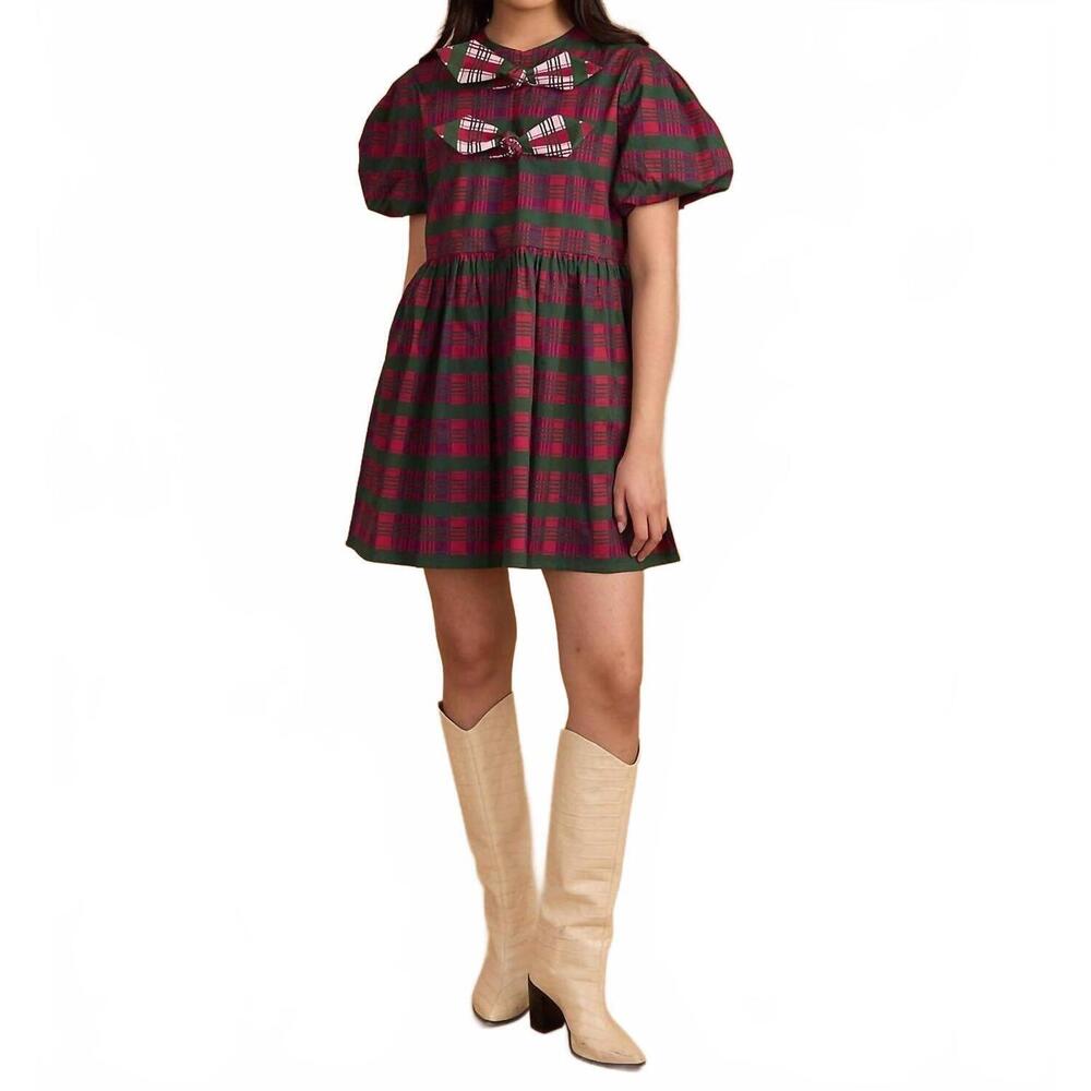 NEW DOUBLE A ella dress in party plaid combo